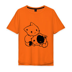 Мужская футболка хлопок Oversize с принтом Котята , 100% хлопок | свободный крой, круглый ворот, “спинка” длиннее передней части | 