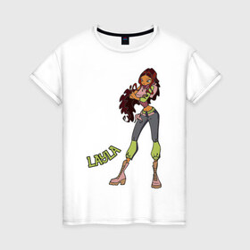 Женская футболка хлопок с принтом winX layla , 100% хлопок | прямой крой, круглый вырез горловины, длина до линии бедер, слегка спущенное плечо | winx | девочкам