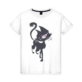 Женская футболка хлопок с принтом Cat , 100% хлопок | прямой крой, круглый вырез горловины, длина до линии бедер, слегка спущенное плечо | cat | кошка | кошки | стильно