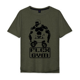 Мужская футболка хлопок Oversize с принтом Flex gym , 100% хлопок | свободный крой, круглый ворот, “спинка” длиннее передней части | powerlifting
