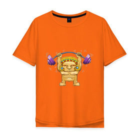 Мужская футболка хлопок Oversize с принтом Штангист , 100% хлопок | свободный крой, круглый ворот, “спинка” длиннее передней части | Тематика изображения на принте: powerlifting