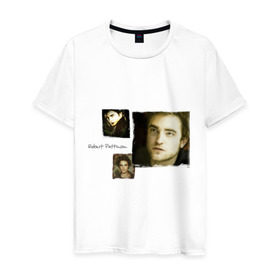 Мужская футболка хлопок с принтом Роберт Паттинсон , 100% хлопок | прямой крой, круглый вырез горловины, длина до линии бедер, слегка спущенное плечо. | new moon | twilight | новолуние | роберт паттинсон | сумерки