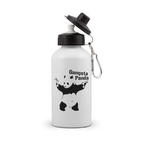 Бутылка спортивная с принтом Gangsta Panda , металл | емкость — 500 мл, в комплекте две пластиковые крышки и карабин для крепления | Тематика изображения на принте: панда