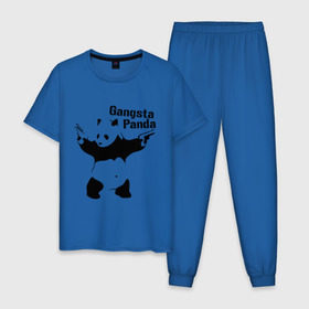 Мужская пижама хлопок с принтом Gangsta Panda , 100% хлопок | брюки и футболка прямого кроя, без карманов, на брюках мягкая резинка на поясе и по низу штанин
 | панда