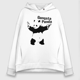 Женское худи Oversize хлопок с принтом Gangsta Panda , френч-терри — 70% хлопок, 30% полиэстер. Мягкий теплый начес внутри —100% хлопок | боковые карманы, эластичные манжеты и нижняя кромка, капюшон на магнитной кнопке | Тематика изображения на принте: панда