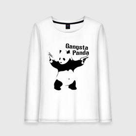 Женский лонгслив хлопок с принтом Gangsta Panda , 100% хлопок |  | панда