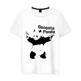 Мужская футболка хлопок с принтом Gangsta Panda , 100% хлопок | прямой крой, круглый вырез горловины, длина до линии бедер, слегка спущенное плечо. | Тематика изображения на принте: панда