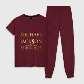 Женская пижама хлопок с принтом Michael Jackson (1) , 100% хлопок | брюки и футболка прямого кроя, без карманов, на брюках мягкая резинка на поясе и по низу штанин | 