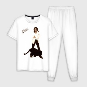 Мужская пижама хлопок с принтом Michael Jackson (2) , 100% хлопок | брюки и футболка прямого кроя, без карманов, на брюках мягкая резинка на поясе и по низу штанин
 | jackson | michael | mj | pop | джексон | майкл | майкл джексон | поп