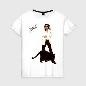 Женская футболка хлопок с принтом Michael Jackson (2) , 100% хлопок | прямой крой, круглый вырез горловины, длина до линии бедер, слегка спущенное плечо | Тематика изображения на принте: jackson | michael | mj | pop | джексон | майкл | майкл джексон | поп