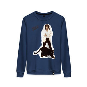 Женский свитшот хлопок с принтом Michael Jackson (2) , 100% хлопок | прямой крой, круглый вырез, на манжетах и по низу широкая трикотажная резинка  | jackson | michael | mj | pop | джексон | майкл | майкл джексон | поп