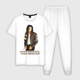 Мужская пижама хлопок с принтом Michael Jackson (4) , 100% хлопок | брюки и футболка прямого кроя, без карманов, на брюках мягкая резинка на поясе и по низу штанин
 | jackson | michael | mj | pop | джексон | майкл | майкл джексон | поп