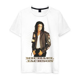 Мужская футболка хлопок с принтом Michael Jackson (4) , 100% хлопок | прямой крой, круглый вырез горловины, длина до линии бедер, слегка спущенное плечо. | Тематика изображения на принте: jackson | michael | mj | pop | джексон | майкл | майкл джексон | поп