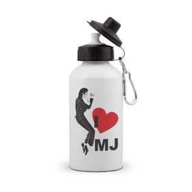 Бутылка спортивная с принтом I love Michael Jackson (1) , металл | емкость — 500 мл, в комплекте две пластиковые крышки и карабин для крепления | jackson | michael | mj | pop | джексон | майкл | майкл джексон | поп