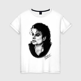 Женская футболка хлопок с принтом Michael Jackson (6) , 100% хлопок | прямой крой, круглый вырез горловины, длина до линии бедер, слегка спущенное плечо | jackson | michael | pop | джексон | майкл | майкл джексон | поп