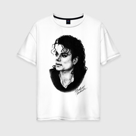 Женская футболка хлопок Oversize с принтом Michael Jackson (6) , 100% хлопок | свободный крой, круглый ворот, спущенный рукав, длина до линии бедер
 | jackson | michael | pop | джексон | майкл | майкл джексон | поп