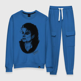 Женский костюм хлопок с принтом Michael Jackson (6) , 100% хлопок | на свитшоте круглая горловина, мягкая резинка по низу. Брюки заужены к низу, на них два вида карманов: два 