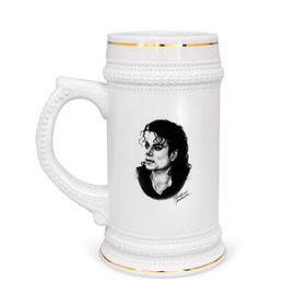 Кружка пивная с принтом Michael Jackson ,  керамика (Материал выдерживает высокую температуру, стоит избегать резкого перепада температур) |  объем 630 мл | jackson | michael | mj | pop | джексон | майкл | майкл джексон | поп