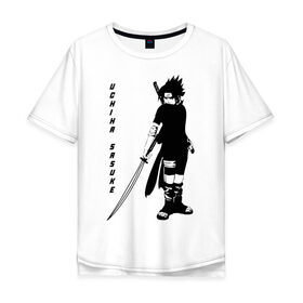 Мужская футболка хлопок Oversize с принтом Uchiha Sasuke , 100% хлопок | свободный крой, круглый ворот, “спинка” длиннее передней части | Тематика изображения на принте: anime | sasuke | аниме