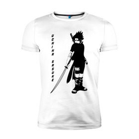 Мужская футболка премиум с принтом Uchiha Sasuke , 92% хлопок, 8% лайкра | приталенный силуэт, круглый вырез ворота, длина до линии бедра, короткий рукав | anime | sasuke | аниме