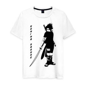 Мужская футболка хлопок с принтом Uchiha Sasuke , 100% хлопок | прямой крой, круглый вырез горловины, длина до линии бедер, слегка спущенное плечо. | Тематика изображения на принте: anime | sasuke | аниме