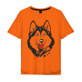 Мужская футболка хлопок Oversize с принтом Хаски , 100% хлопок | свободный крой, круглый ворот, “спинка” длиннее передней части | dog | husky | животные | пес | песики | собака | хаски | хаски бандит