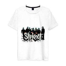 Мужская футболка хлопок с принтом Slipknot (3) , 100% хлопок | прямой крой, круглый вырез горловины, длина до линии бедер, слегка спущенное плечо. | Тематика изображения на принте: heavy metal | rock | slipknot | trash metal | альтернатива | лица | рок группа | рок группы | трэш метал | хеви метал