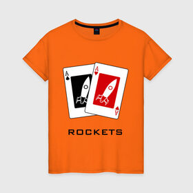 Женская футболка хлопок с принтом AA Rockets , 100% хлопок | прямой крой, круглый вырез горловины, длина до линии бедер, слегка спущенное плечо | ace | poker | rocket | rockets | карты | покер | ракеты | туз | тузы