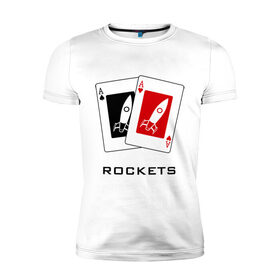 Мужская футболка премиум с принтом AA Ракеты , 92% хлопок, 8% лайкра | приталенный силуэт, круглый вырез ворота, длина до линии бедра, короткий рукав | Тематика изображения на принте: ace | poker | rocket | rockets | карты | покер | ракеты | туз | тузы