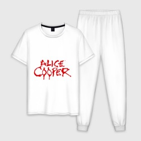 Мужская пижама хлопок с принтом Alice Cooper , 100% хлопок | брюки и футболка прямого кроя, без карманов, на брюках мягкая резинка на поясе и по низу штанин
 | alice cooper | metal | rock | логотип | метал | музыка | музыкант | рок | рок музыка | элис купер