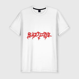 Мужская футболка премиум с принтом Alice Cooper (2) , 92% хлопок, 8% лайкра | приталенный силуэт, круглый вырез ворота, длина до линии бедра, короткий рукав | Тематика изображения на принте: alice cooper | metal | rock | логотип | метал | музыка | музыкант | рок | рок музыка | элис купер
