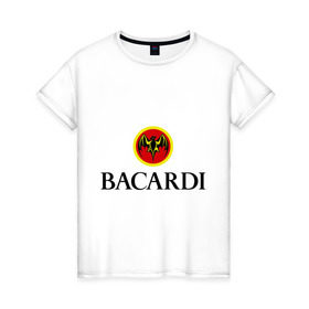 Женская футболка хлопок с принтом Bacardi , 100% хлопок | прямой крой, круглый вырез горловины, длина до линии бедер, слегка спущенное плечо | bacardi | бакарди | бар | бармен | ром