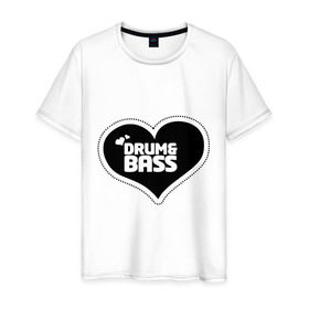 Мужская футболка хлопок с принтом Love drum and bass , 100% хлопок | прямой крой, круглый вырез горловины, длина до линии бедер, слегка спущенное плечо. | dnb | drum | бас | драм | драм анд бейс | музыка | сердце | электронная музыка