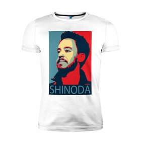 Мужская футболка премиум с принтом Mike Shinoda , 92% хлопок, 8% лайкра | приталенный силуэт, круглый вырез ворота, длина до линии бедра, короткий рукав | linkin park | mike shinoda | rock | shinoda | линкин парк | рок