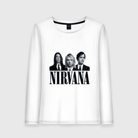 Женский лонгслив хлопок с принтом Nirvana (2) , 100% хлопок |  | cobain | nirvana | rock | smells like teen spirit | кобейн | нирвана | рок