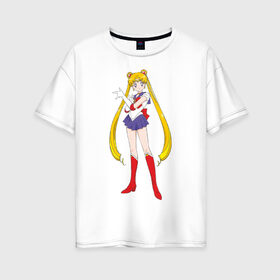 Женская футболка хлопок Oversize с принтом Sailor Moon , 100% хлопок | свободный крой, круглый ворот, спущенный рукав, длина до линии бедер
 | аниме