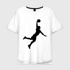 Мужская футболка хлопок Oversize с принтом basketball , 100% хлопок | свободный крой, круглый ворот, “спинка” длиннее передней части | Тематика изображения на принте: бросок