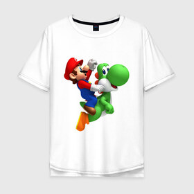 Мужская футболка хлопок Oversize с принтом Mario , 100% хлопок | свободный крой, круглый ворот, “спинка” длиннее передней части | mario | nintendo | videogames | аркада | видеоигры | нинтендо | приставки