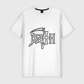 Мужская футболка премиум с принтом Death , 92% хлопок, 8% лайкра | приталенный силуэт, круглый вырез ворота, длина до линии бедра, короткий рукав | death | hard rock | metal | rock | дэт метал | логотип | метал | музыка | рок | рок группа | рок группы | хард | хард рок