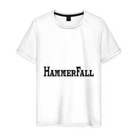 Мужская футболка хлопок с принтом Hammerfall , 100% хлопок | прямой крой, круглый вырез горловины, длина до линии бедер, слегка спущенное плечо. | hammerfall | hard core | hard rock | metal | rock | логотип | метал | музыка | рок | рок группа | рок группы | хард | хард рок | хэви | хэви метал