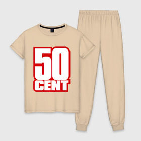 Женская пижама хлопок с принтом 50 cent , 100% хлопок | брюки и футболка прямого кроя, без карманов, на брюках мягкая резинка на поясе и по низу штанин | gangsta | gansta | hip | hip hop | hop | rap | рэп | рэпчина | хип | хип хоп | хипхоп | хоп