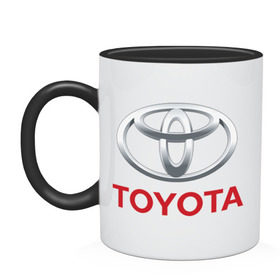 Кружка двухцветная с принтом Toyota , керамика | объем — 330 мл, диаметр — 80 мм. Цветная ручка и кайма сверху, в некоторых цветах — вся внутренняя часть | toyota | авто | бренд | логотип | машина | тойота