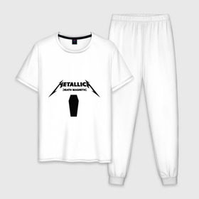 Мужская пижама хлопок с принтом Metallica (4) , 100% хлопок | брюки и футболка прямого кроя, без карманов, на брюках мягкая резинка на поясе и по низу штанин
 | металлика