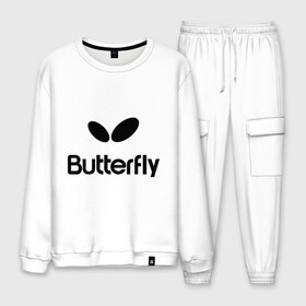 Мужской костюм хлопок с принтом Butterfly , 100% хлопок | на свитшоте круглая горловина, мягкая резинка по низу. Брюки заужены к низу, на них два вида карманов: два “обычных” по бокам и два объемных, с клапанами, расположенные ниже линии бедра. Брюки с мягкой трикотажной резинкой на поясе и по низу штанин. В поясе для дополнительного комфорта — широкие завязки | buterfly | батерфляй | настольный теннис | ракетка | теннис | теннисный корт