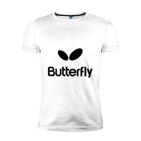 Мужская футболка премиум с принтом Butterfly , 92% хлопок, 8% лайкра | приталенный силуэт, круглый вырез ворота, длина до линии бедра, короткий рукав | Тематика изображения на принте: buterfly | батерфляй | настольный теннис | ракетка | теннис | теннисный корт