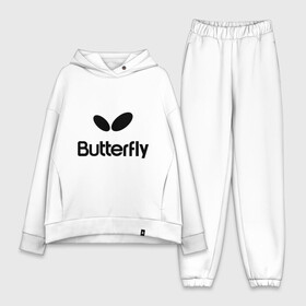 Женский костюм хлопок Oversize с принтом Butterfly ,  |  | buterfly | батерфляй | настольный теннис | ракетка | теннис | теннисный корт