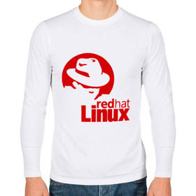 Мужской лонгслив хлопок с принтом Linux - Redhart , 100% хлопок |  | Тематика изображения на принте: linux | redhart | админу | дистрибутив | красная шляпа | линукс