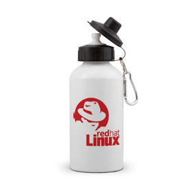 Бутылка спортивная с принтом Linux - Redhart , металл | емкость — 500 мл, в комплекте две пластиковые крышки и карабин для крепления | linux | redhart | админу | дистрибутив | красная шляпа | линукс