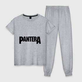 Женская пижама хлопок с принтом Pantera , 100% хлопок | брюки и футболка прямого кроя, без карманов, на брюках мягкая резинка на поясе и по низу штанин | metal | глэм | грув | группы | логотип | метал | трэш | хэви