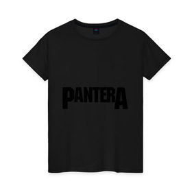 Женская футболка хлопок с принтом Pantera , 100% хлопок | прямой крой, круглый вырез горловины, длина до линии бедер, слегка спущенное плечо | metal | глэм | грув | группы | логотип | метал | трэш | хэви